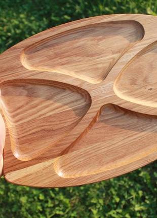 Деревянная овальная тарелка дерво дуб3 фото