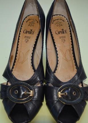 Туфлі сaprice (оригінал) чорні шкіряні 7.5 (41,5 розмір) устілка 27 cм
