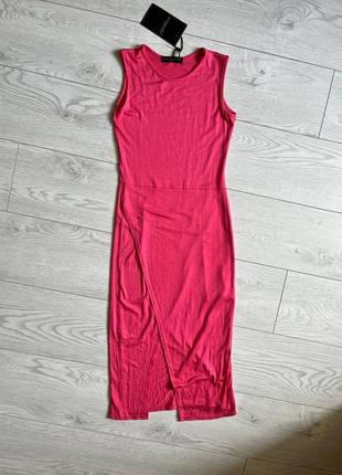 Розовое платье с запахом и разрезом missguided1 фото