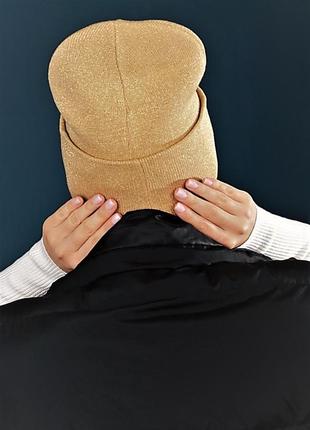Трикотаж с люрексом! женские шапка в цвете темный беж2 фото