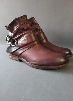 A. s. 98 ankle boots burgundy кожаные ботинки