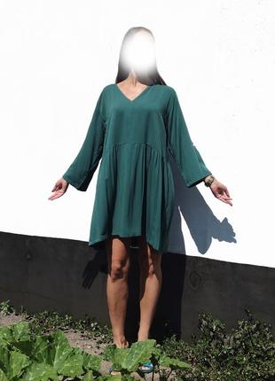 Свободное тёмно-бирюзовое платье
