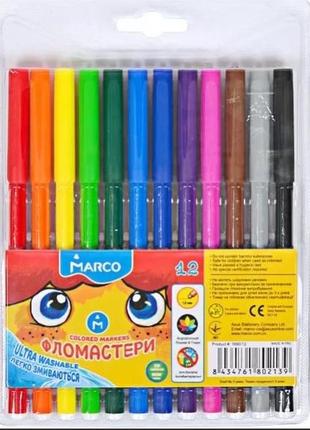 Фломастеры marco super washable 12 цветов1 фото