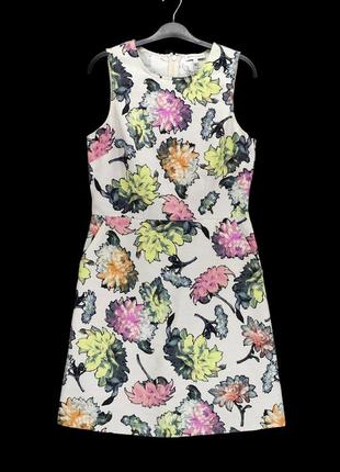 Брендовое хлопковое платье "warehouse" с крупным цветочным принтом. размер uk12/eur40.8 фото