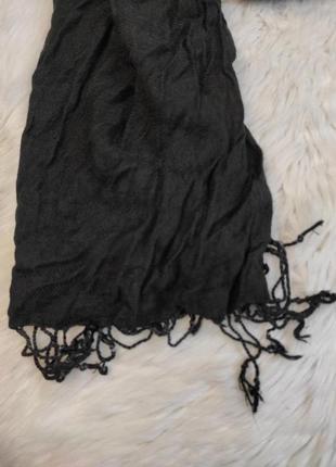 Женский шарф палатин черный с бахромой 74х200 см3 фото