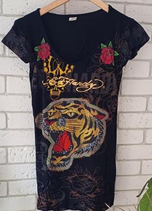 Оригинальная удлиненная футболка ed hardy