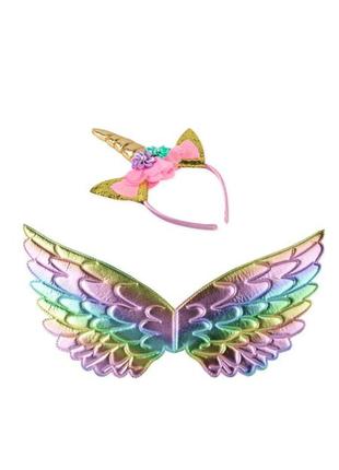 Крылья единорога и обруч карнавальный маскарадный костюм единорог единорожки ангела феи амура
