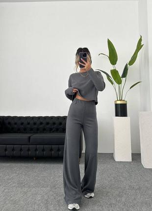 Ангоровий костюм светр кофта + брюки палаццо кльош2 фото