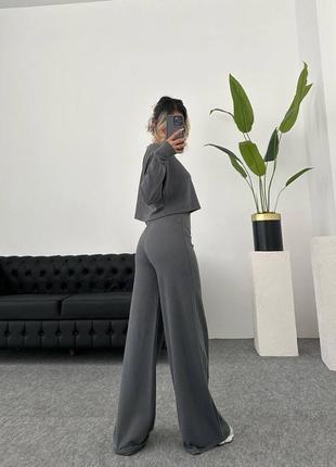 Ангоровий костюм светр кофта + брюки палаццо кльош3 фото