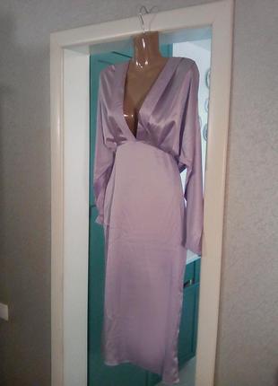 Распродажа платья glamaker миди asos лавандовое с рукавами кимоно8 фото