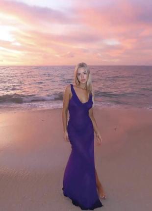 Накидка пляжна фіолетова1 фото