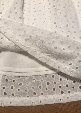 Белая хлопковая выбитая миди юбка, р. 38-403 фото