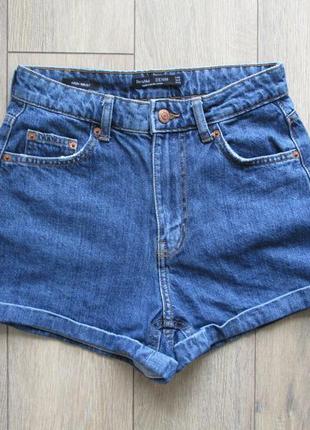 Bershka denim (36/s) джинсовые шорты высокая посадка1 фото