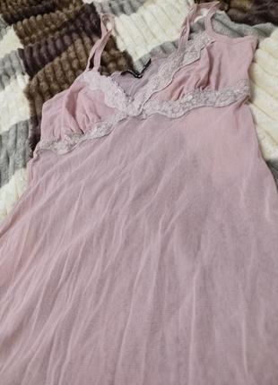 Ночнушка женская прозрачная розовая3 фото