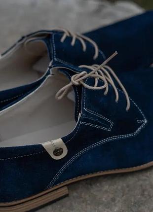 Туфли синего цвета из натурального замша4 фото