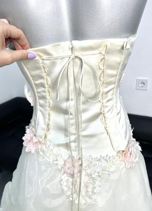 Весільна сукня ручної роботи, колір ніжний беж6 фото