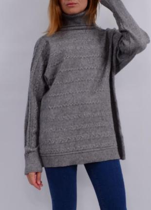 Теплый свитер с кашемиром, серый3 фото