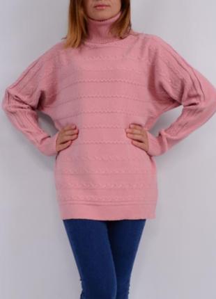 Теплый свитер с кашемиром, розовый4 фото