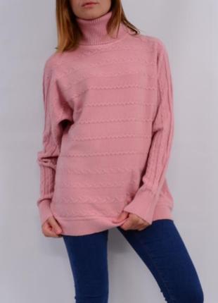 Теплый свитер с кашемиром, розовый3 фото