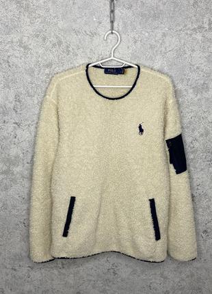 Плюшева кофта шерпа polo ralph lauren cream sherpa fleece оригінал !1 фото