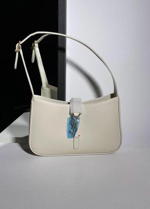 Сумка yves saint laurent hobo le 5 a 7 bag in smooth leather cream4 фото