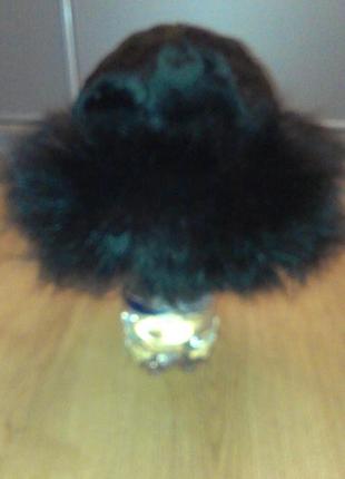 Натуральная меховая шапка морской котик + чернобурка