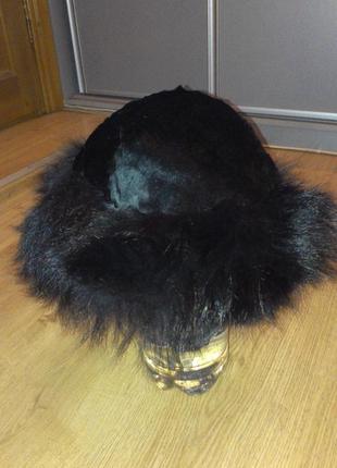 Натуральная меховая шапка морской котик + чернобурка