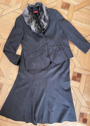 Костюм пиджак с юбкой taifun collection шерсть жакет спідниця 46 розмір1 фото