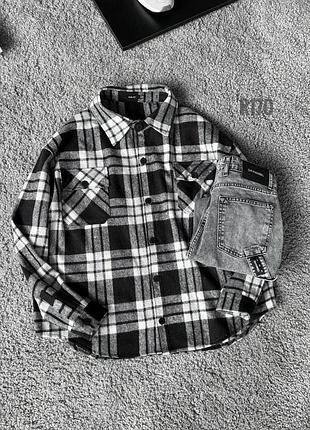 Рубашка в клетку оверсайз черно белая