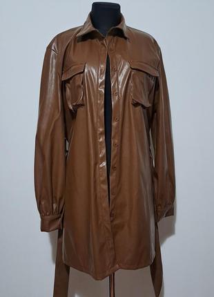 ,,большой размер фирменная кожаная утепленная куртка рубашка тренч качество3 фото