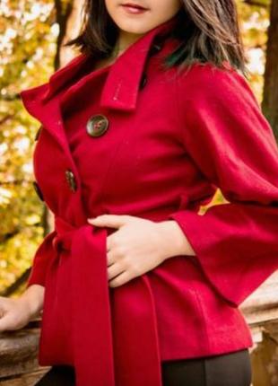 Пальто кашемировое  женское zara, с широким поясом,размер с,м1 фото