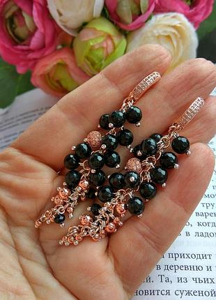 Серьги грозди из натуральных камней