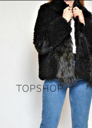 Чорна коротка шубка topshop