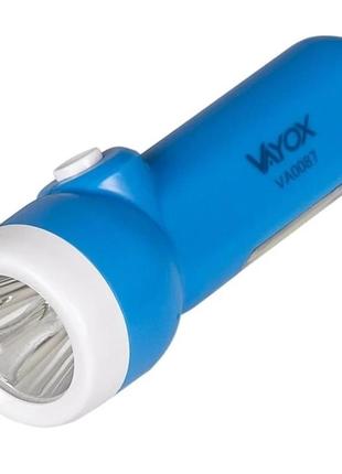 Ліхтарик led va0087 1w, акумулятор.500mah, пластик, синій, libox