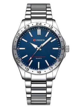 Мужские наручные кварцевые часы curren 8452 silver-blue