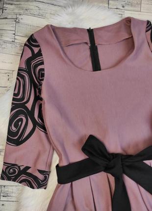 Женское платье розовое рукав три четверти c поясом размер 44 s2 фото