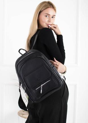 Женский черный рюкзак из эко-кожи