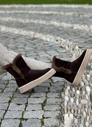 Уггі з італійської шкіри та замші жіночі з норкою