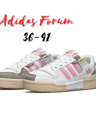 Ліцензія aaa+📌 жіночі кросівки adidas forum '84 low white pink білі з рожевим