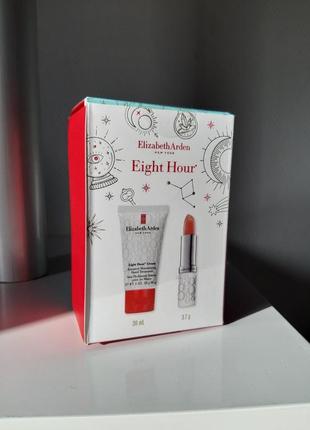 Набор elizabeth arden eight hour nourishing skin essentials set lip protect 3.7g, крем для рук и бальзам для губ.1 фото