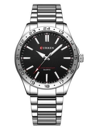 Чоловічий наручний кварцовий годинник curren 8452 silver-black
