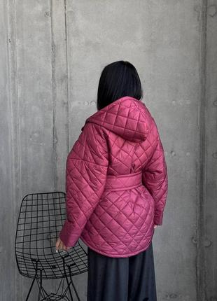 Жіноча стьобана куртка oversize з поясом🍂❄️2 фото