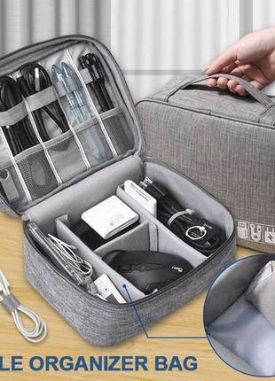 Сумка органайзер дорожная водонепроницаемая для электроники, проводов, зарядок