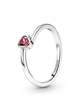 Серебряная кольца pandora «красное асимметричное сердце»1 фото