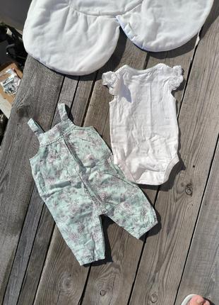 Комплект костюм боди + комбинезон для девочки 3-6 месяцев2 фото