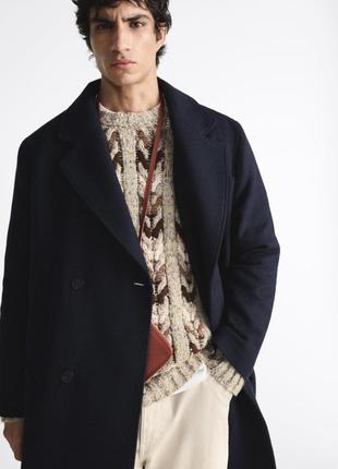 Мужское шерстяное двубортное пальто zara5 фото