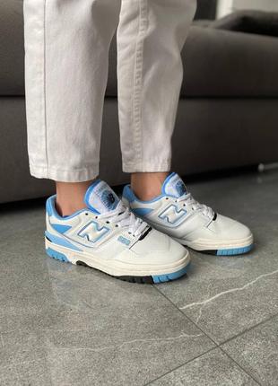 🌂👟 new balance 550 white кроссовки кеды кожаные от дождя нью беланс голубые7 фото