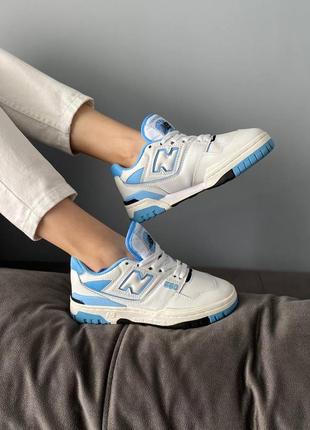 🌂👟 new balance 550 white кроссовки кеды кожаные от дождя нью беланс голубые2 фото