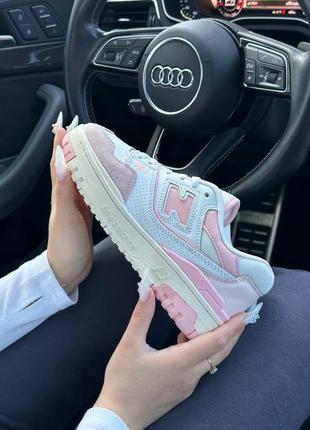 🌂👟 new balance 550 white кросівки кеди шкіряні від дощу нью беланс розові
