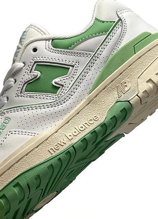 🌂👟 new balance 550 white кросівки кеди шкіряні від дощу нью беланс зелені